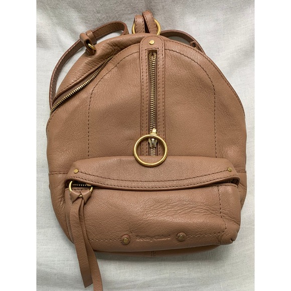 See By Chloe Handbags - See by Chloe Olga Small Tan Pebbled Leather Backpack Gold Ring Zipper #600